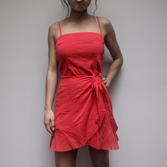 Princess Polly Dress | Red Wrap Dress - Picture 3 of 8